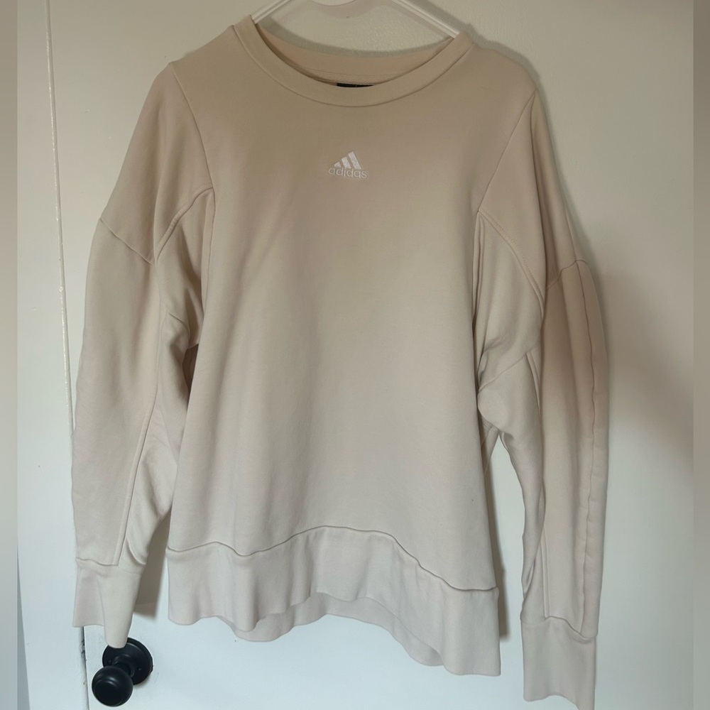 Adidas Beige Internal Crew Pullover Crewneck Oversized Sweatshirt